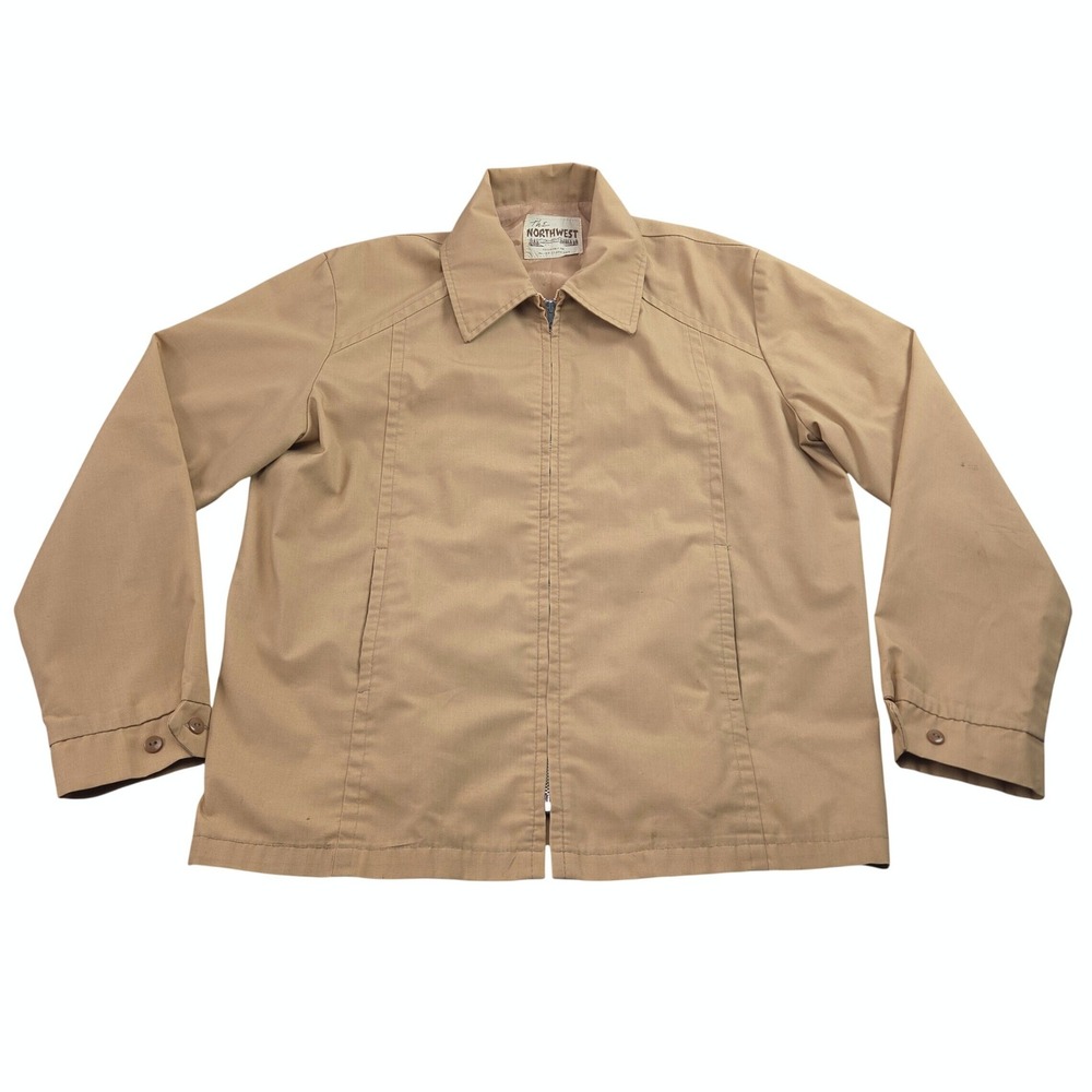 Vintage Northwest Jacket L Tan Allied Clothiers Zip Up Workwear Made USA 70s